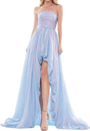 Colors Dress Iridescent High-Low Gown In Blue Multi
