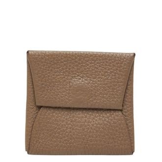 Herm&egrave;s Beige Etoupe Gray Taurillon Clemence Leather Coin Purse/Coin Case (Pre-Owned)