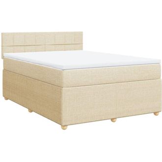 vidaXL Cama Box Spring Con Colch&oacute;n Tela Color Crema 140x200 Cm Vidaxl