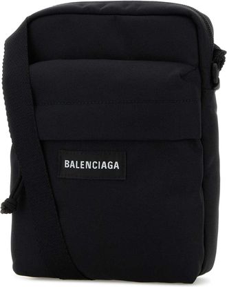 Balenciaga Logo-embroidered Nylon Crossbody Bag - Black