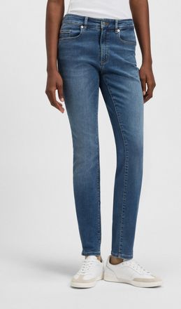 Boss Orange by Hugo Boss Slim-fit-Jeans BOSS ORANGE JACKIE MR 4.0, Damen, Gr. 26, L&auml;nge 32, blau (bright blau 432), Denim/Jeans, Obermaterial: 92% Baumwolle, 6% Polyester, 2% 