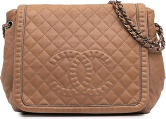 Chanel Pre-owned Shoulder Bags, female, Brown, Size: ONE SIZE Pre-owned Quilted Lambskin Leather Shoulder Bag