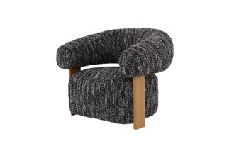 Woodek Sill&oacute;n de roble macizo con tela blanca y negra