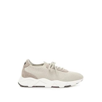 PESERICO Lace-up Panelled Trainers - female - Peserico - Sneakers - Beige - 5 UK - Shoes