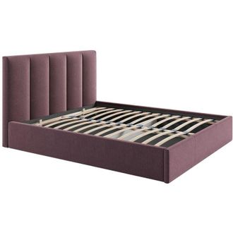 Vente-Unique Letto con contenitore 180 x 200 cm con testata letto impunture verticali Tessuto Bordeaux - KILACLO