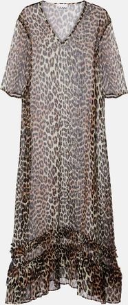 Ganni Abito midi in chiffon con stampa