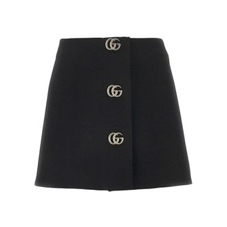 Gucci Wool crepe mini skirt with Double G buttons Woman 40