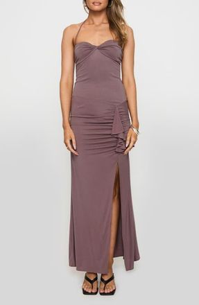 Princess Polly Destinations Halter Maxi Cocktail Dress in Purple at Nordstrom, Size 10
