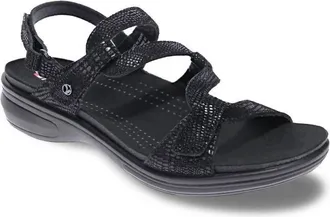 Revere Comfort Shoes Womens Emerald Fully Adjustable Strappy Sandal In Black Lizard