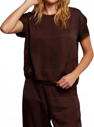 perfectwhitetee Delphine Luxe Satin Crewneck Tee In Blackberry