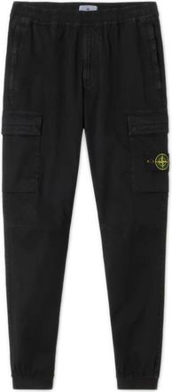 Stone Island Regular Fit Tapered Cargo Broek - Heren - Sweatpants - Zwart - W33 - Katoen - Broeken