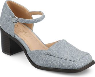Journee Collection Evangeline Block Heel Pump in Denim at Nordstrom Rack, Size 7.5