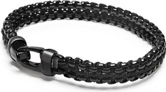 Nialaya Woven Box Chain Bracelet in Total Black at Nordstrom, Size X-Large