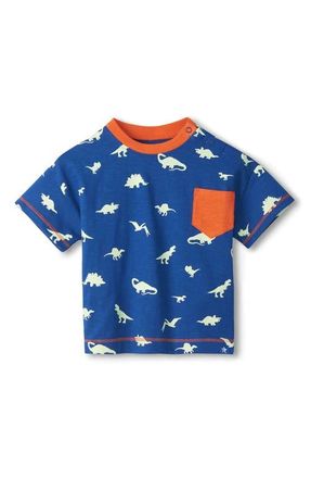 Hatley Kids Glow in the Dark Dinos Pocket T-Shirt in Blue at Nordstrom, Size 12-18M