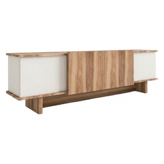 Dmora Mueble Para Tv Clusone, Un Estante, 4 Compartimentos, 4 Puertas, 180x33x50h Cm Beige