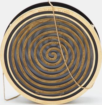 Charlotte Olympia Spiral Black/gold Acrylic Perspex Round Clutch