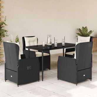 vidaXL Set De Muebles Jard&iacute;n 5 Pzas Con Cojines Rat&aacute;n Sint&eacute;tico Negro Vidaxl