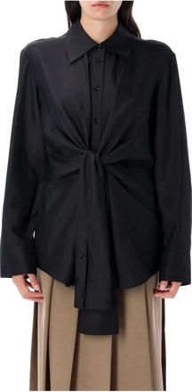 R&oacute;he Overhemden, Dames, Zwart, S, Zijden geknoopte shirt zwart Aw 25