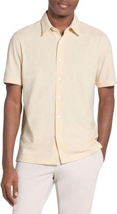 Theory Noran Short Sleeve Knit Button-Up Shirt in Seashell at Nordstrom, Size Xx-Large