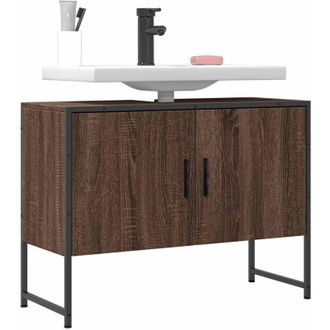 vidaXL Bathroom Sink Cabinet Brown Oak 80x33x60 cm Engineered Wood Vidaxl