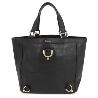 Gucci Abbey Black Leather Handbag Tote Bag (Pre-Owned)