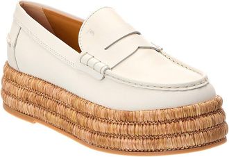 Tod's Tods Leather & Raffia Espadrille