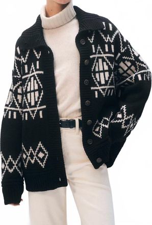 White + Warren Fair Isle Jacket In Black Combo