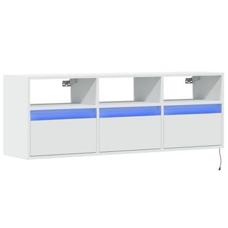 Berkfield Home TV Wall Cabinet with LED Lights White 130x31x45 cm | Size: 130 x 31 x 45 cm