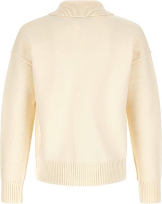 Ami Logo-Intarsia Wool Polo - Cream