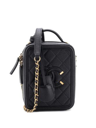 Chanel Filigree Vertical Vanity Case Quilted Caviar crossbody bag - Nero