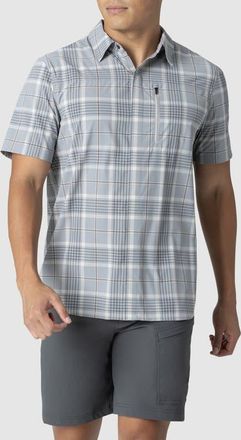 Outdoor Research Astroman Short Sleeve Sun Shirt in Light Pewter Plaid at Nordstrom, Size Xx-Large