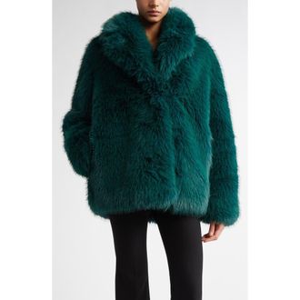 Stand Studio Hunter Oversize Faux Fur Jacket in Teal at Nordstrom, Size 40
