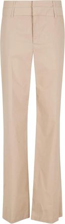Federica Tosi Double-Waist Poplin Broeken - Dames - Wijde Broeken - Bruin - M - Leer - Broeken