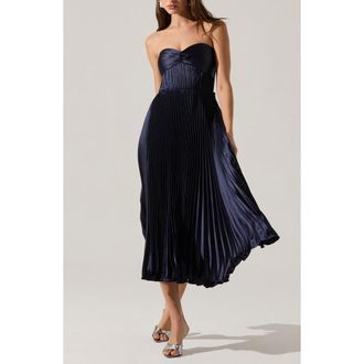 ASTR the Label Ascella Strapless A-Line Dress in Navy at Nordstrom Rack, Size Medium