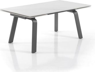 Oresteluchetta Mesa extensible cer&aacute;mica/acero blanco-gris 76,5x90x160-240 cm