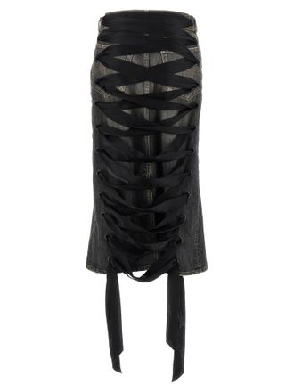 Balenciaga Lace-Up Denim Skirt - Grey