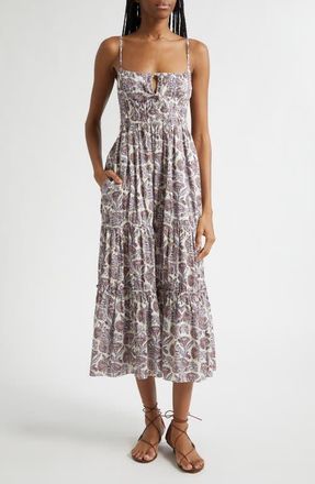 Ulla Johnson Aydin Print Tiered Cotton Sundress in Meadow at Nordstrom, Size 10