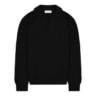 Laneus Truien & Vesten, Heren, Zwart, S, Wol, Lange Mouw Gebreide Polo Sweater