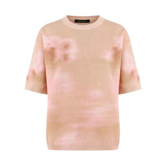 Fabiana Filippi Round-neck Knitwear, female, Pink, Size: XS Short-sleeve Sweater