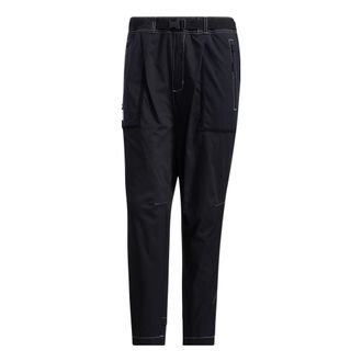 adidas Side Logo Knit Athleisure Casual Sports Pants Black HE5141