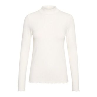 Kaffe Magliette a Collo Alto con Bordini Arricciati - - Tops - Donna - Bianco - L