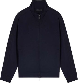 Emporio Armani Blue Logo Mock Collar Sweatshirt