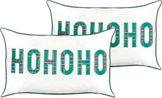 Beliani Beliani - Conjunto De 2 Cojines De Algod&oacute;n Con Leyenda Motivo Navide&ntilde;o 30 X 50 Cm Blanco Joycandy