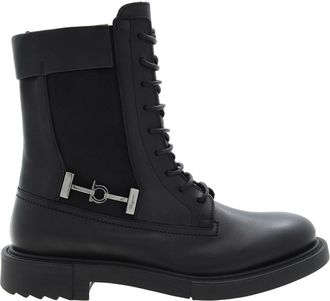 Ferragamo Lace-Up Leather Combat Boots