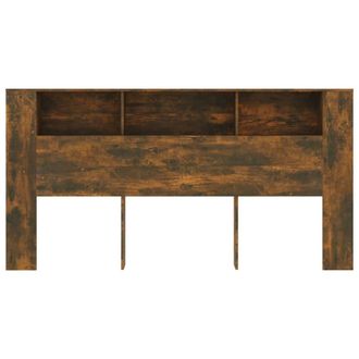 Berkfield Home Headboard Cabinet Smoked Oak 200x18.5x104.5 cm in Brown