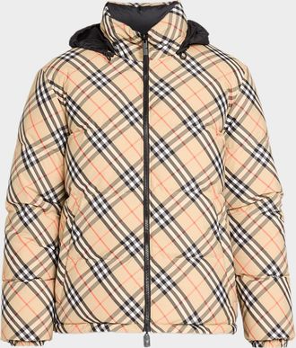 Burberry Men & apos;s Reversible Check Snowdon Down Puffer Jacket