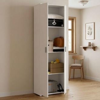 Dmora Dmora - Armario Multiusos Serro, Zapatero Multiusos, Armario Con 2 Puertas, 61x35h190 Cm, Blanco