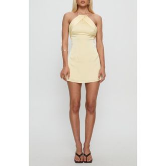 Princess Polly Amberlee Ruched Halter Minidress in Yellow at Nordstrom Rack, Size 10