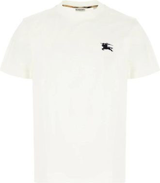 Burberry Check Trim Katoenen T-shirt - Heren - T-shirts - Wit - S - Katoen - Tops
