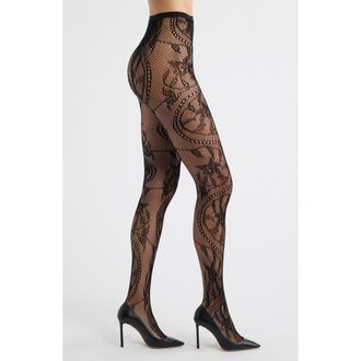 High Heel Jungle Monet Lace Tights in Black at Nordstrom